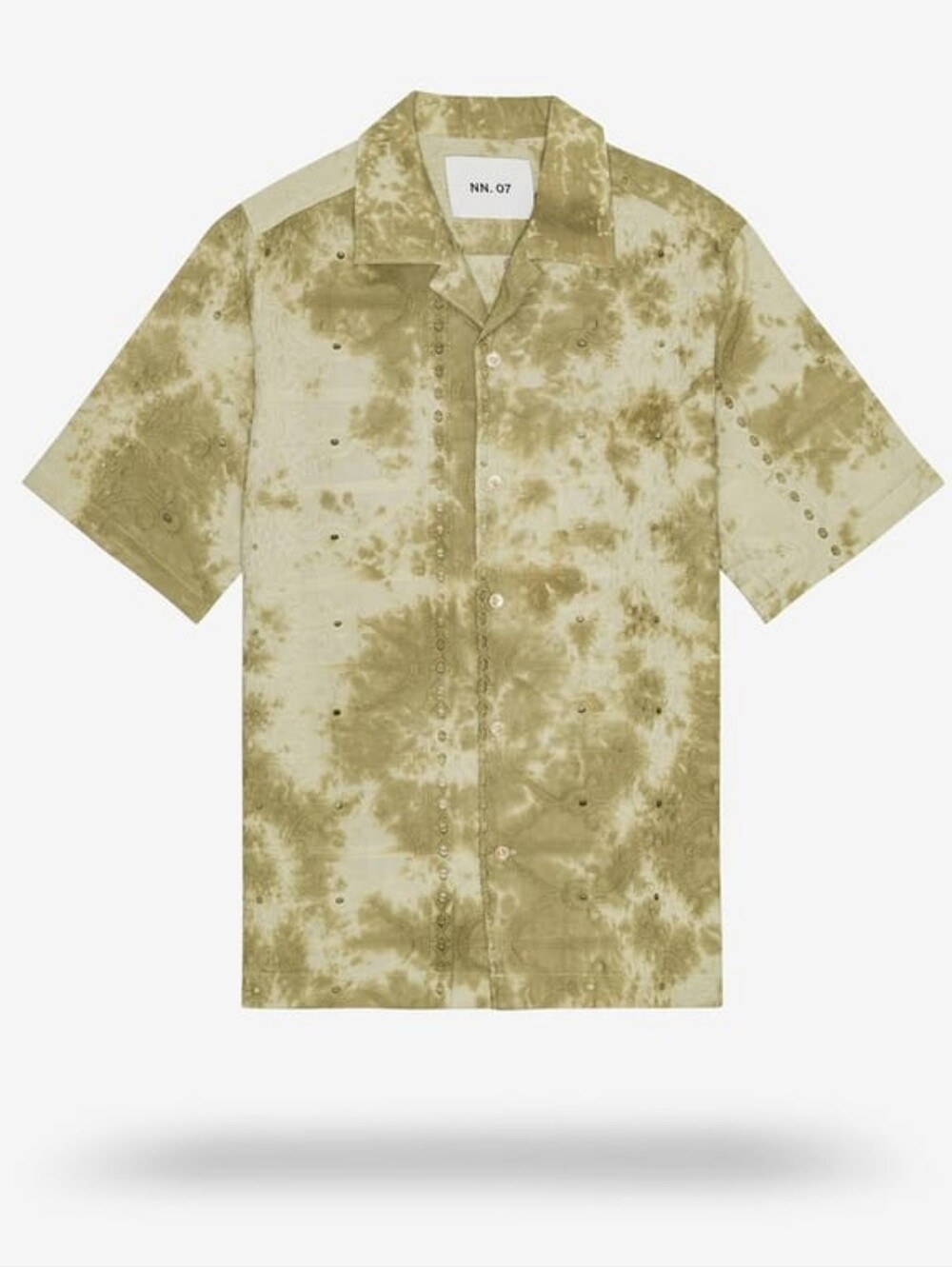 NN07 Julio Short-sleeve Shirt Green Tie Dye Button Down Medium
